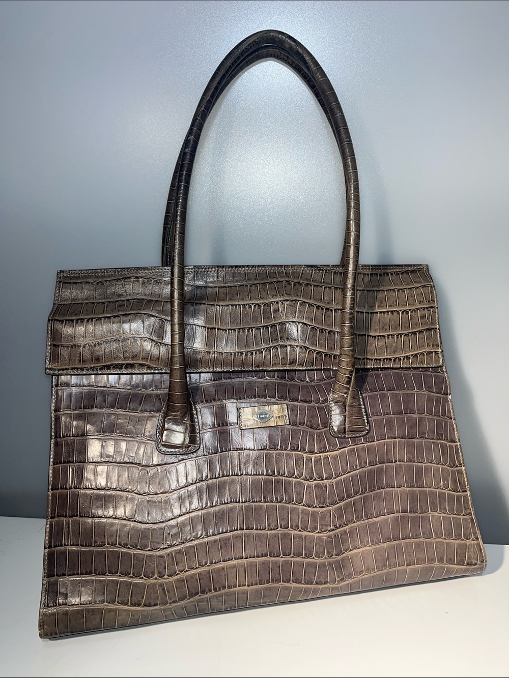 i santi vintage leather Croc-Embossed bag